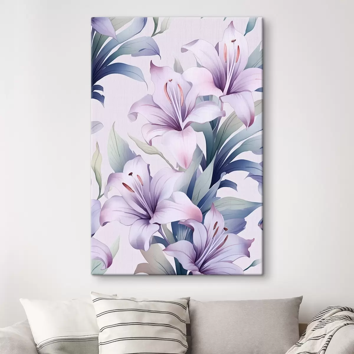 Tableau Grands lys rose-pourpre avec des feuilles vertes s45698