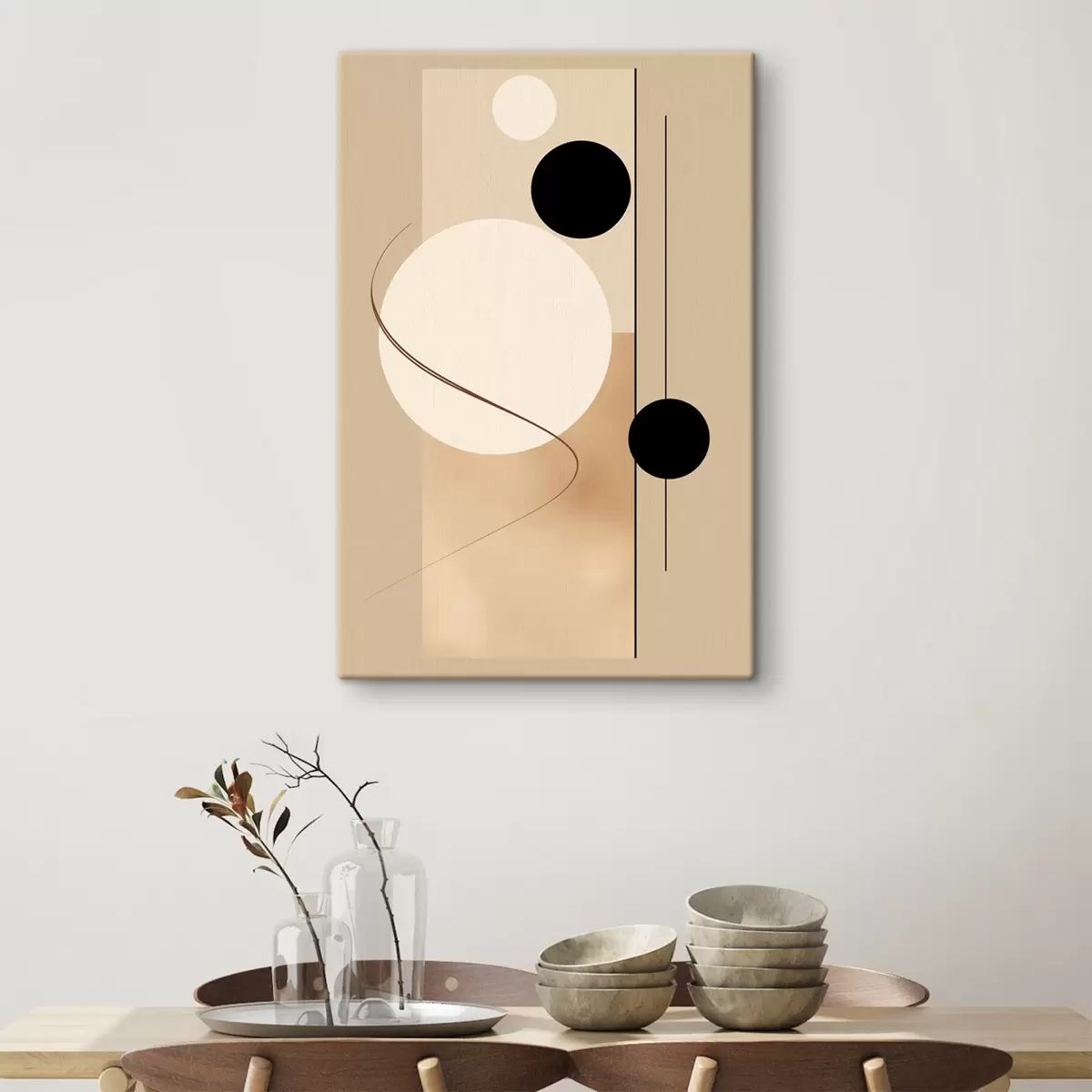 Tableau Cercles abstraits minimalistes sur fond beige s45699