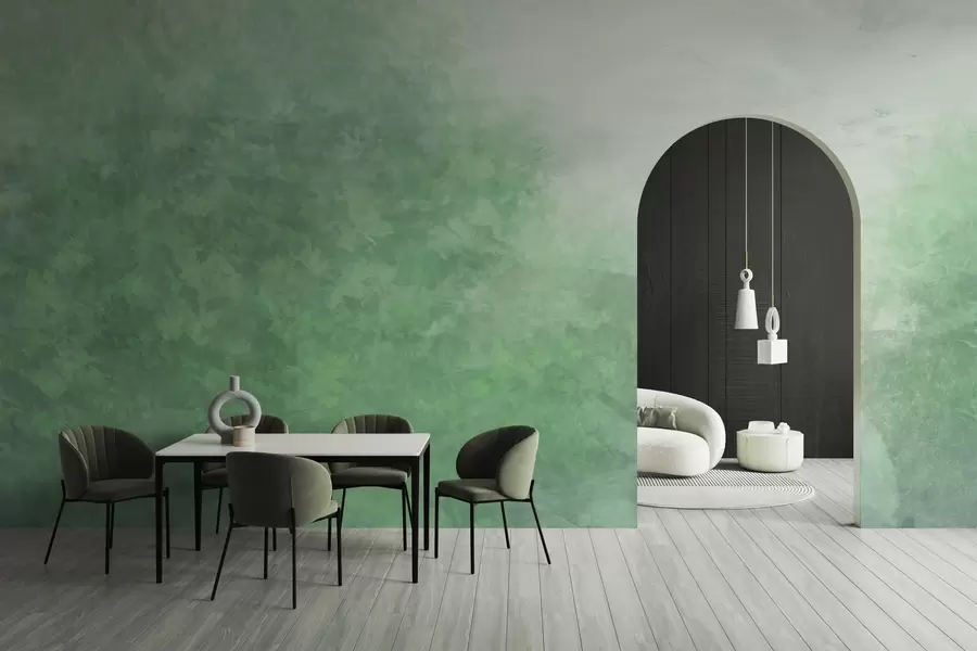 Papier peint Imitation de feuilles sur un mur en béton w04468v2