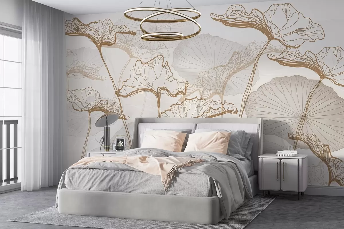 Papier peint Diverses feuilles de lotus w04471