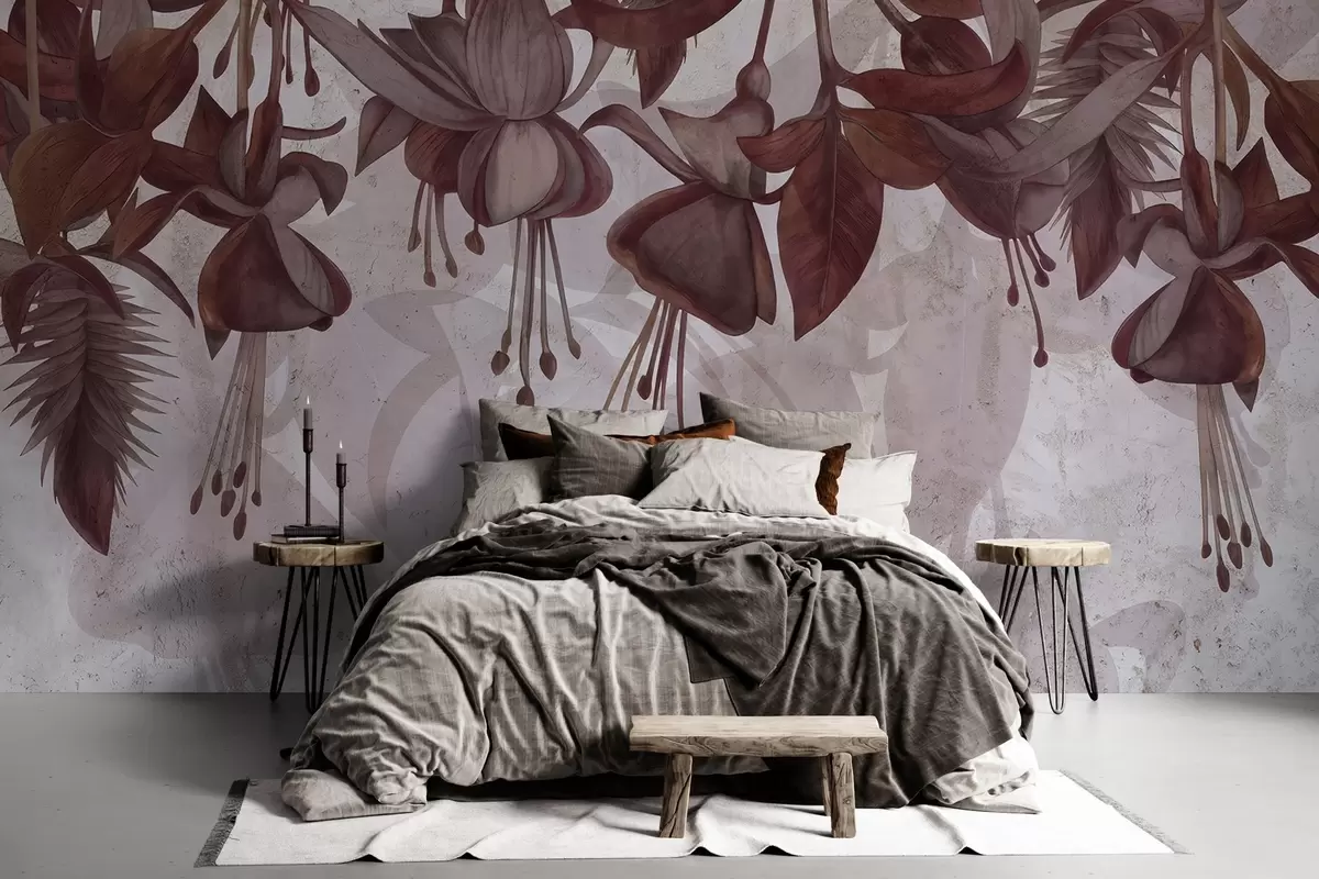 Papier peint Fleurs suspendues en style grunge w04472