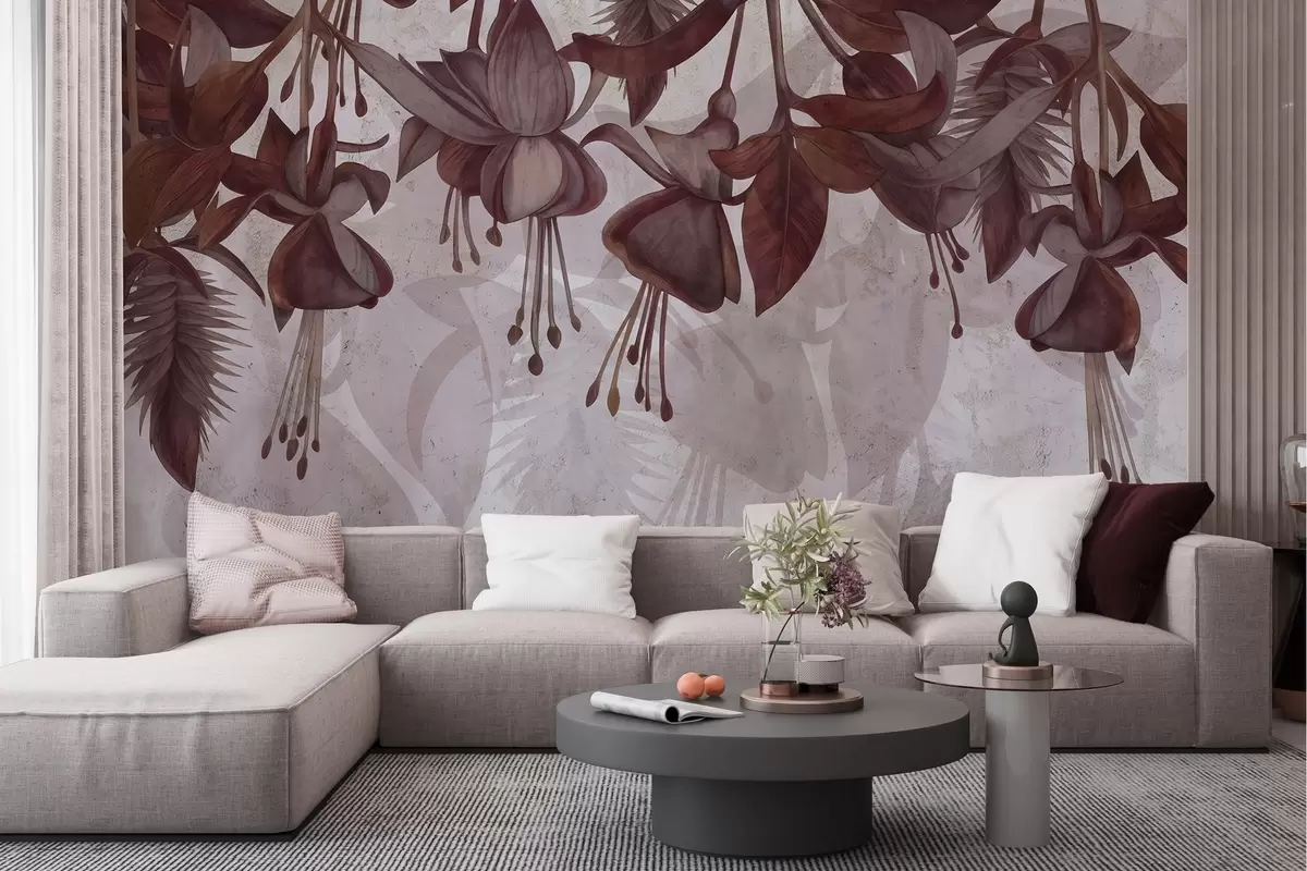 Papier peint Fleurs suspendues en style grunge w04472