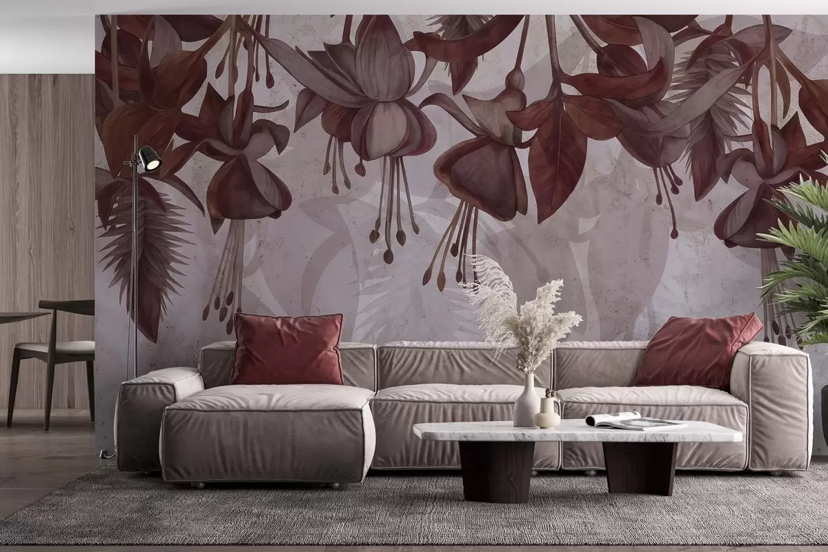 Papier peint Fleurs suspendues en style grunge w04472