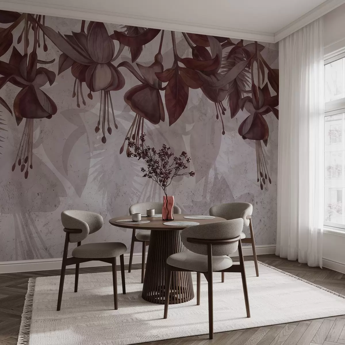 Papier peint Fleurs suspendues en style grunge w04472