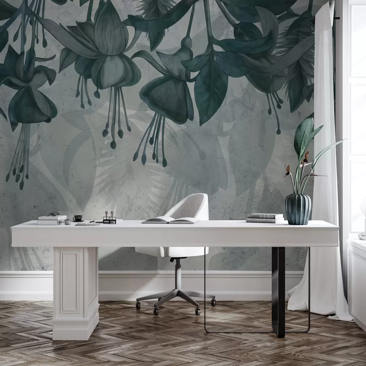 Papier peint Fleurs suspendues en style grunge w04472v1