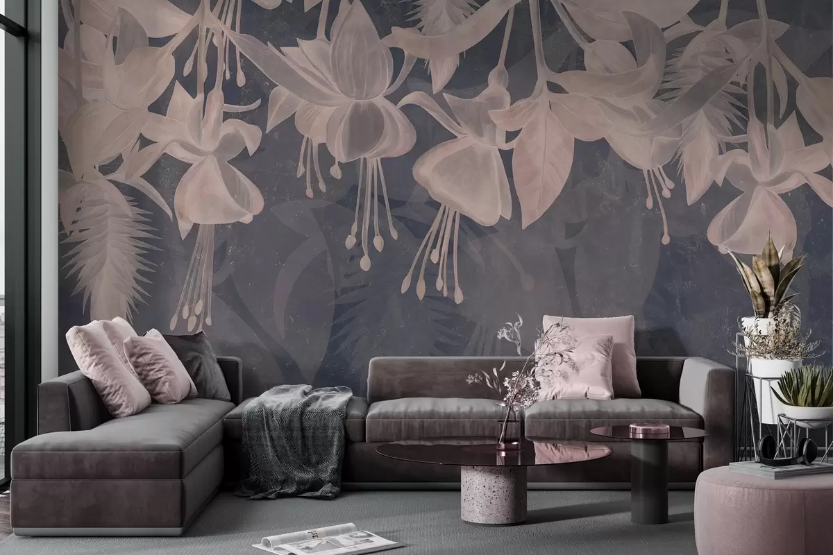 Papier peint Fleurs suspendues en style grunge w04472v2