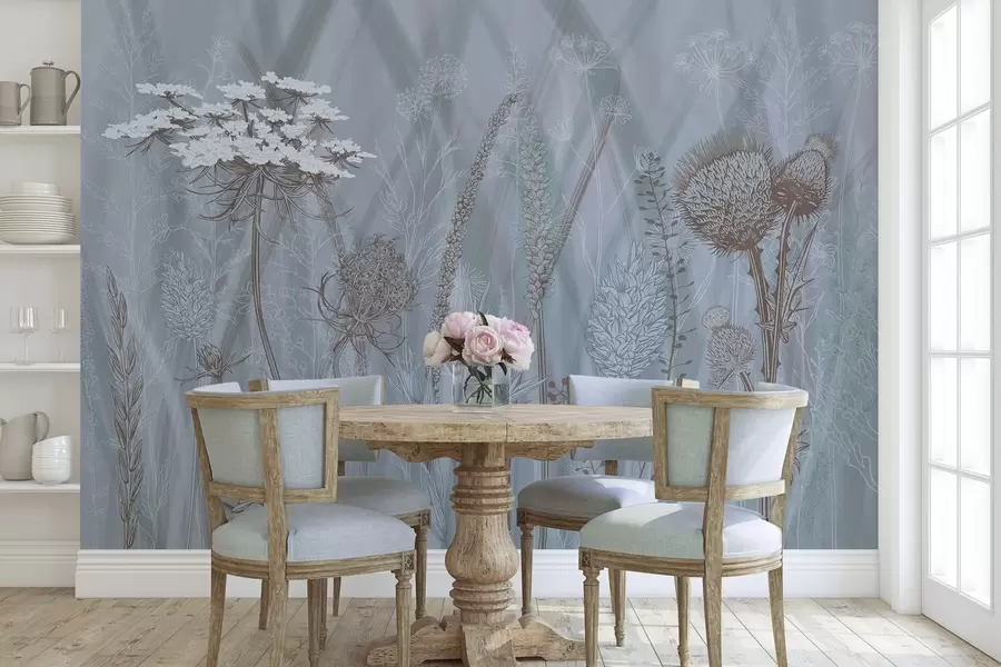 Papier peint Graminées et herbier w04473v1