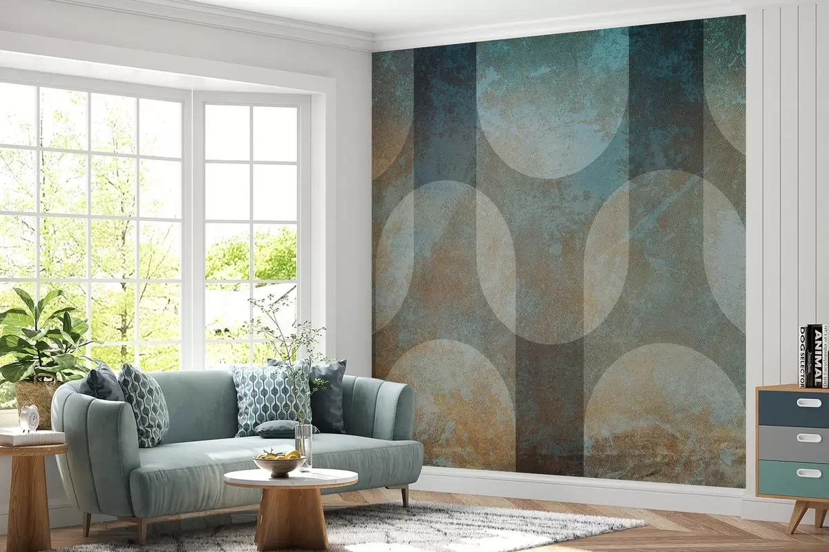 Papier peint Géométrie abstraite dans un style rétro-moderne w04495