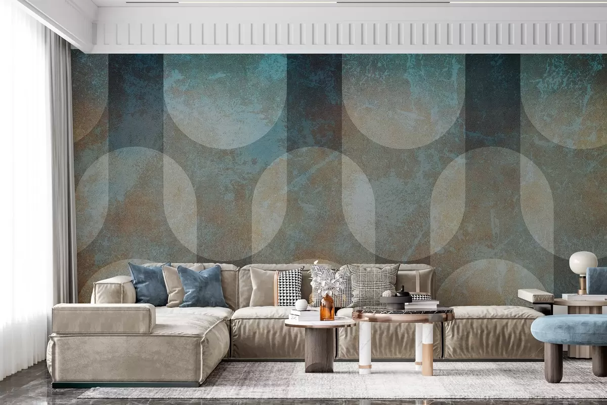 Papier peint Géométrie abstraite dans un style rétro-moderne w04495