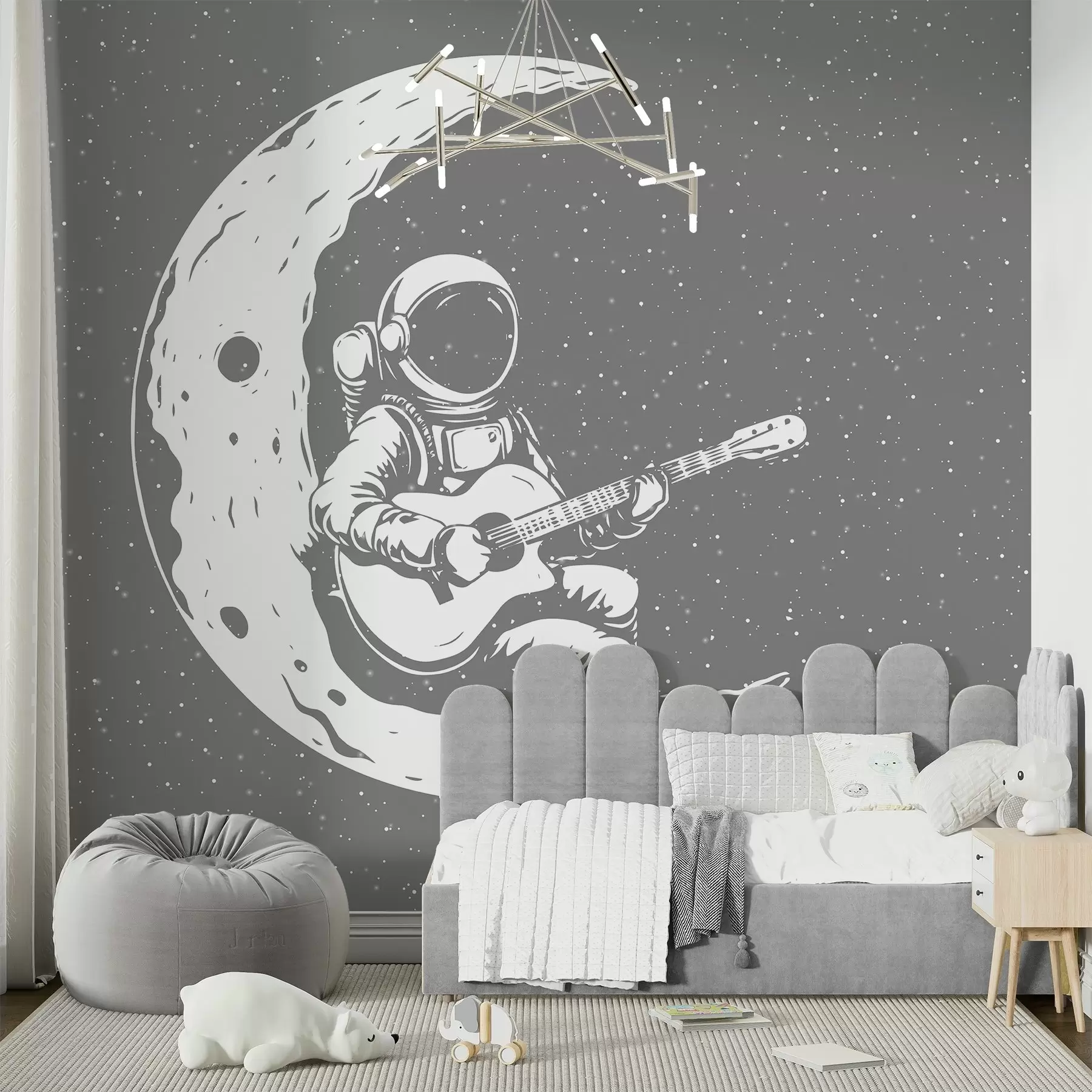 Papier peint Cosmonaute, lune, guitare w04514