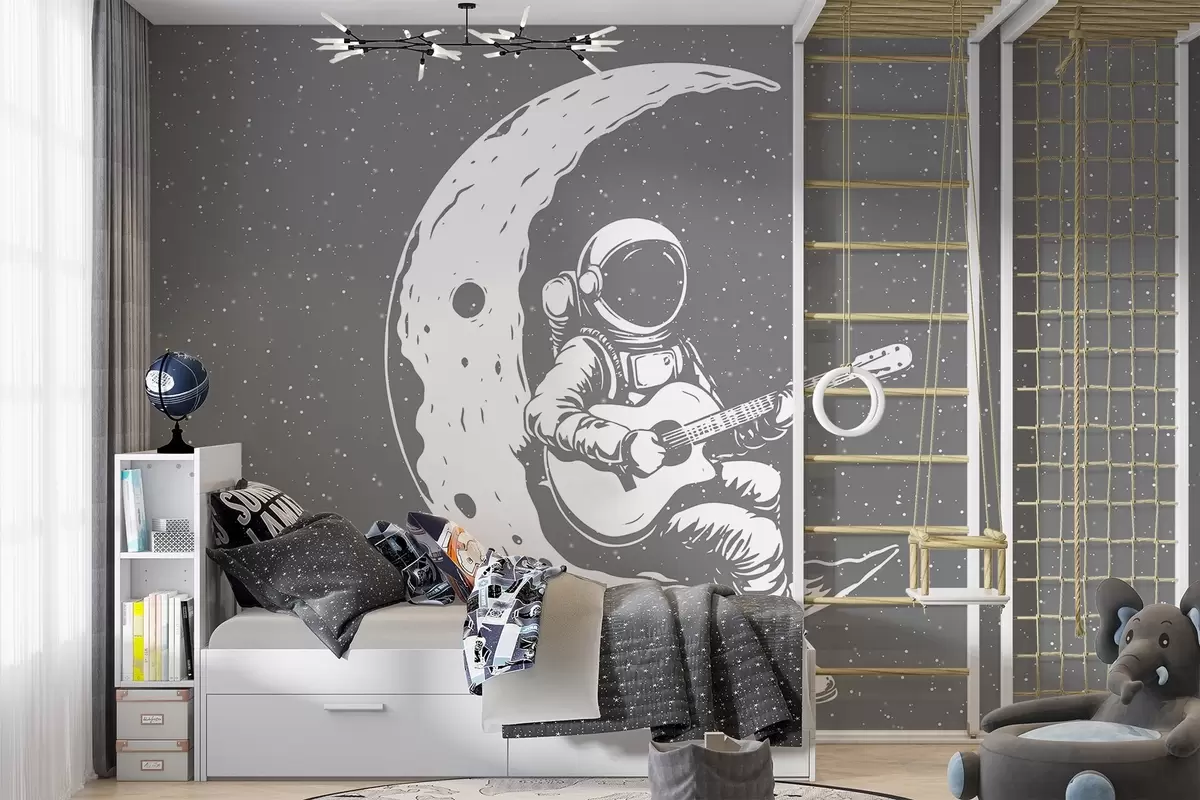 Papier peint Cosmonaute, lune, guitare w04514