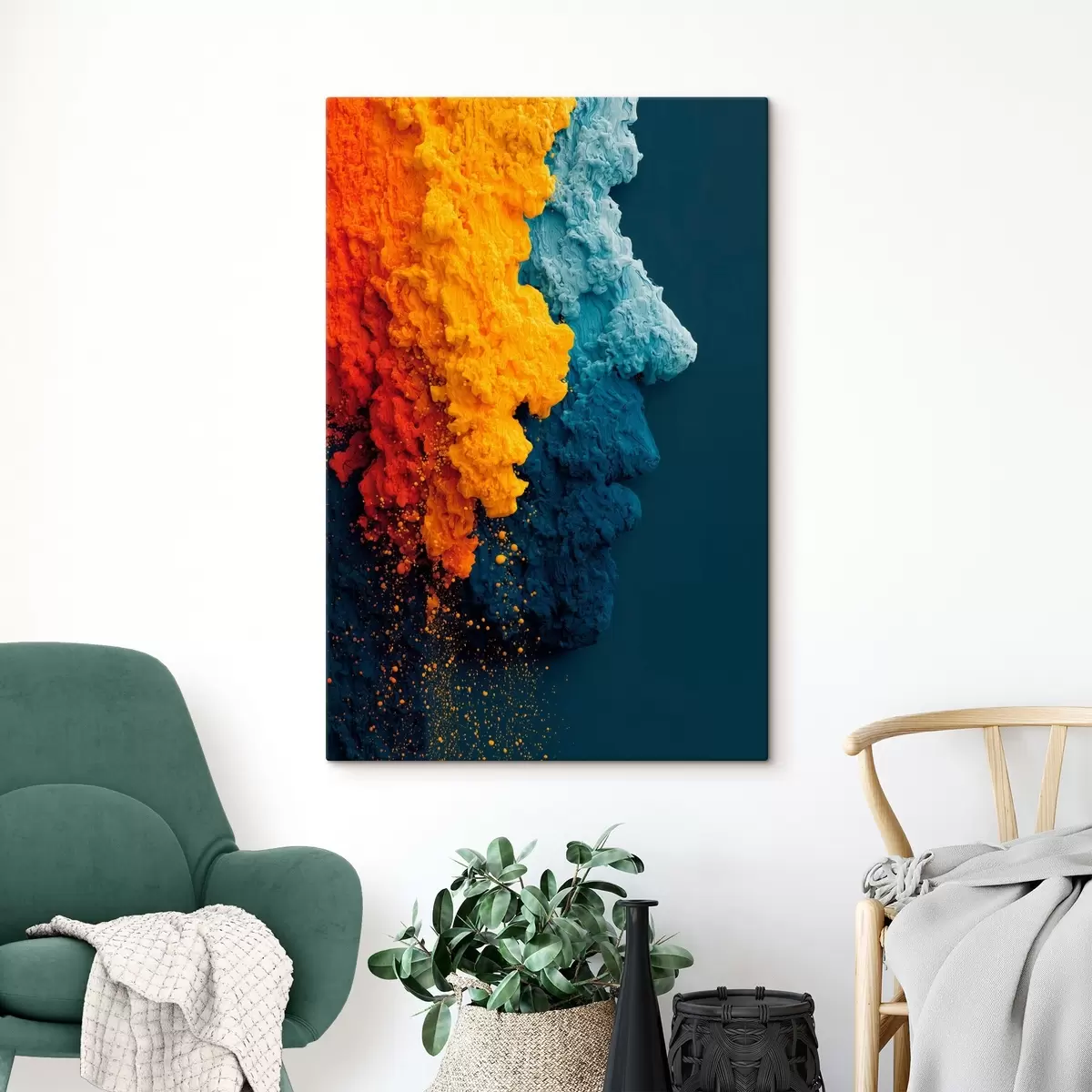 Tableau Portrait dynamique en peinture colorée s45638
