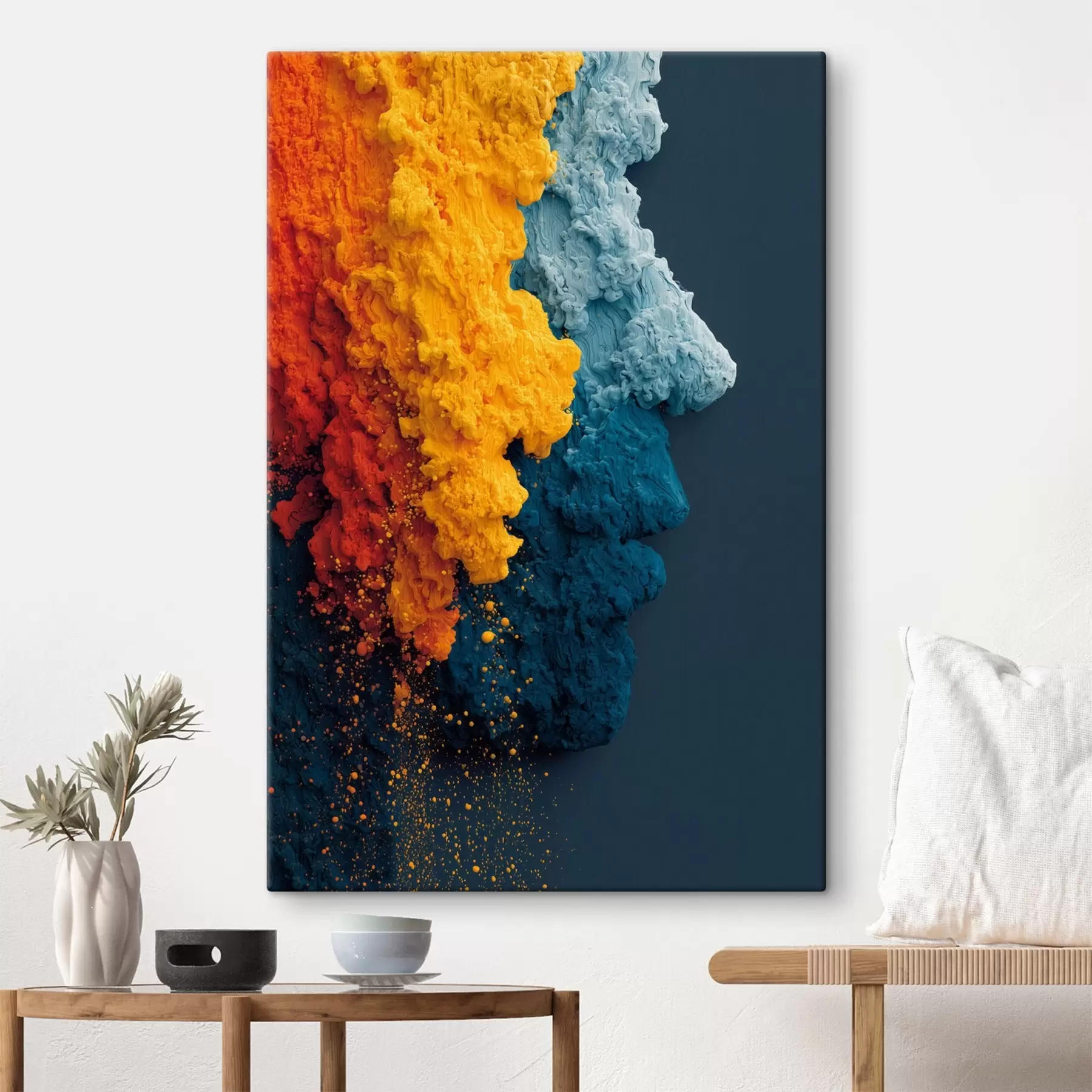 Tableau Portrait dynamique en peinture colorée s45638