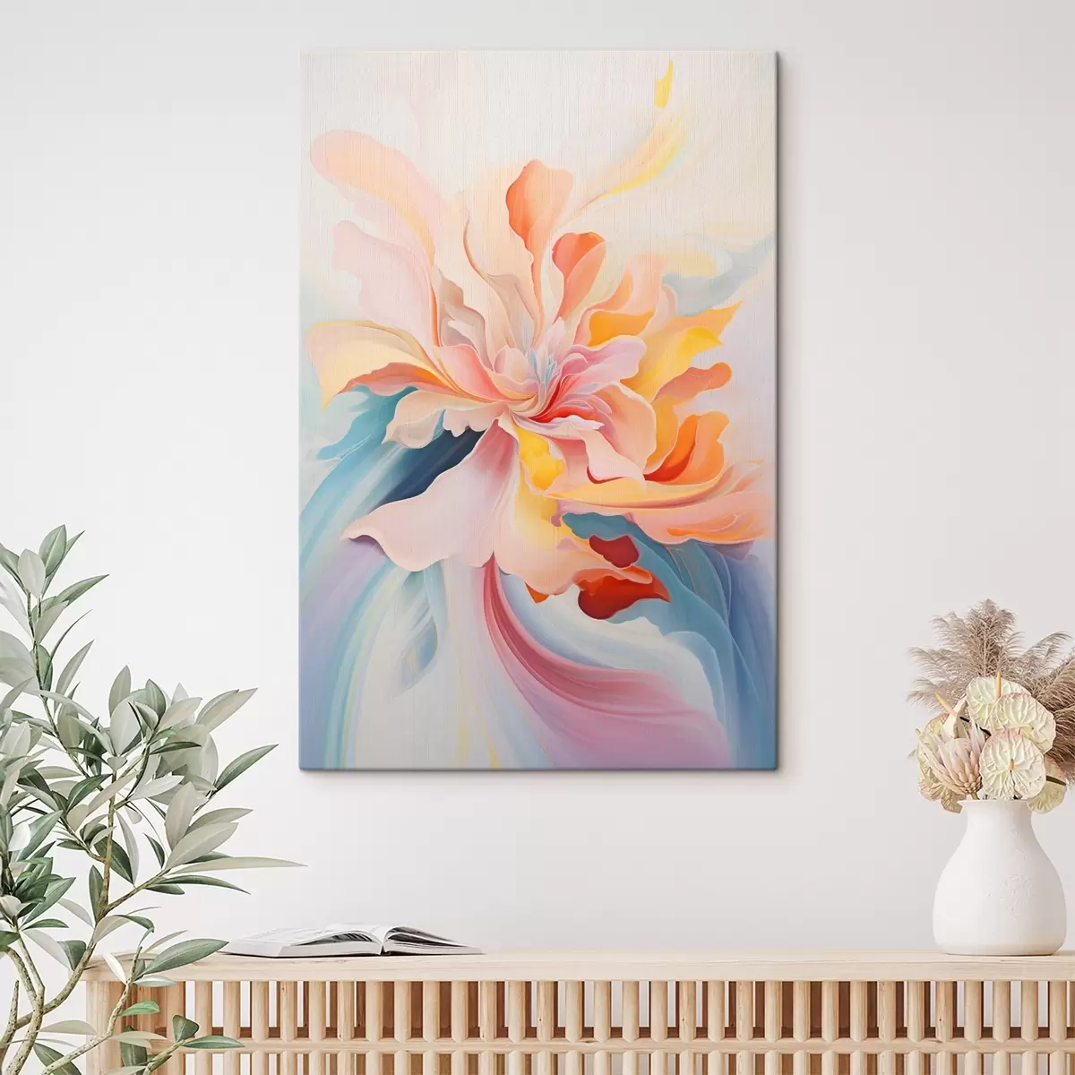 Tableau Fleur abstraite dans les tons pastel s45640