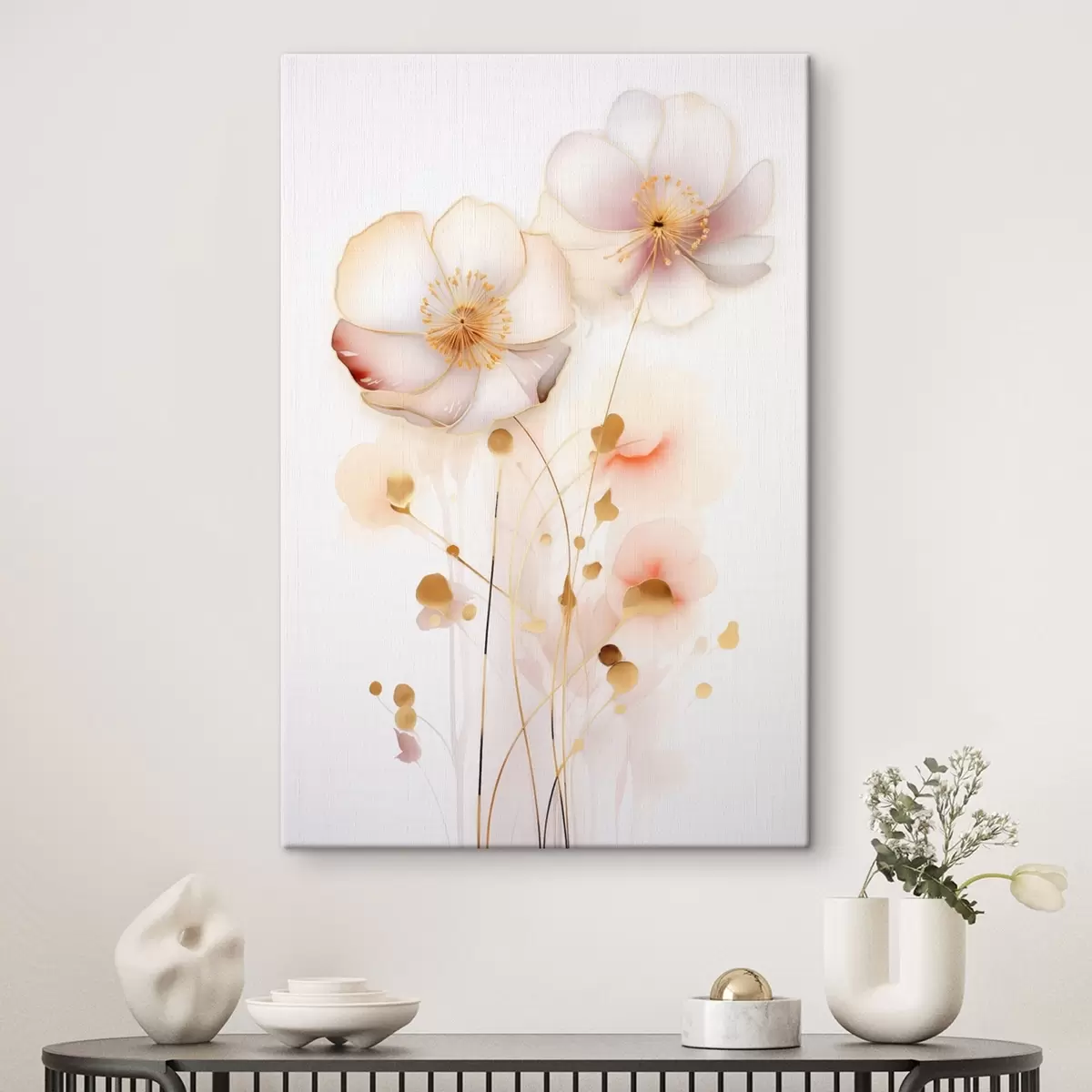Tableau Coquelicots pastel en style abstrait s45643