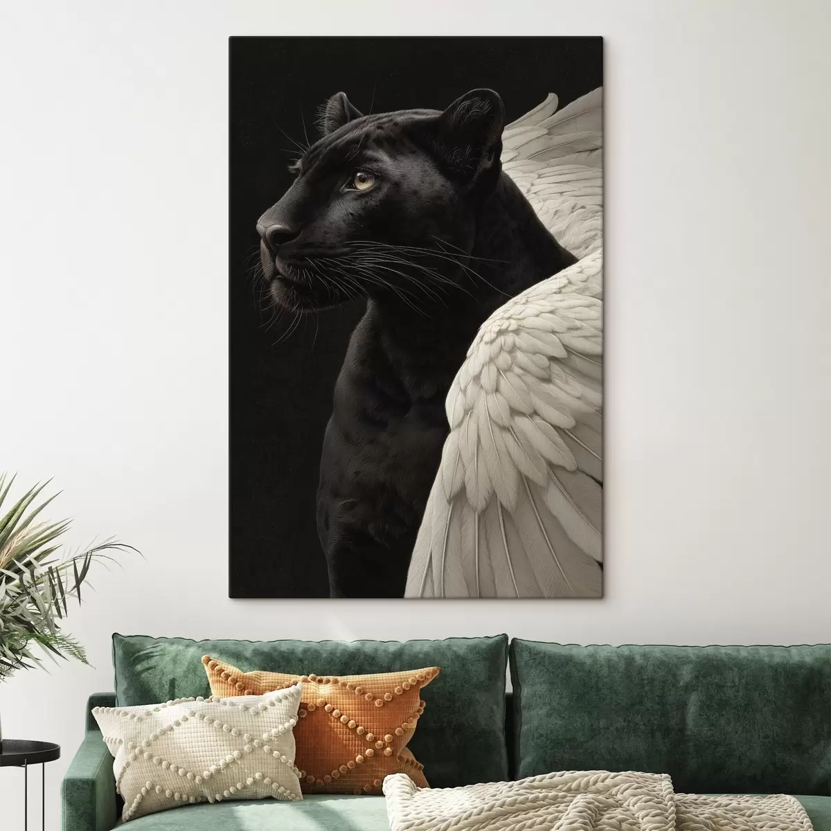 Tableau Panthère noire avec ailes dans un style fantastique s45653