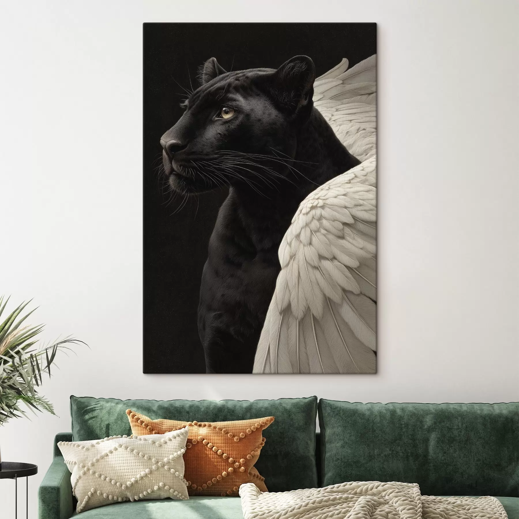 Tableau Panthère noire avec ailes dans un style fantastique s45653