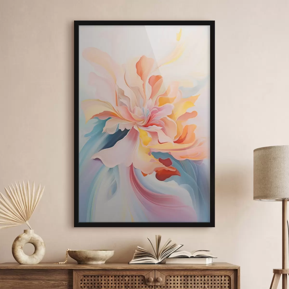 Poster Fleur abstraite dans les tons pastel f45640