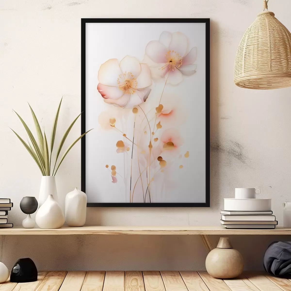 Poster Coquelicots pastel en style abstrait f45643