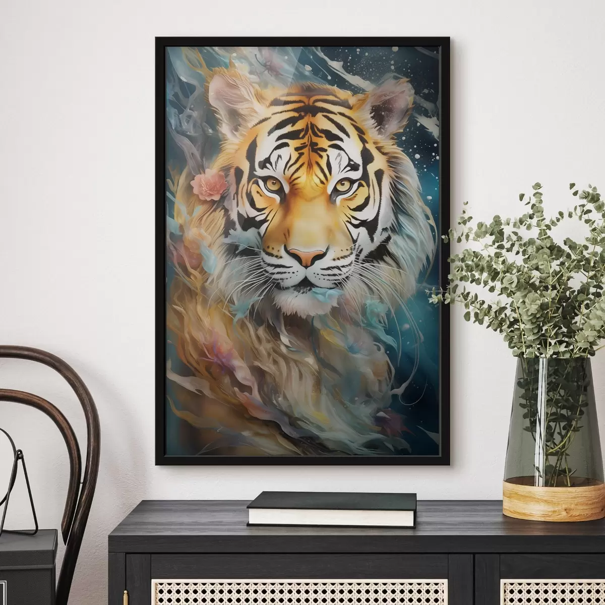 Poster Portrait de tigre dans un style fantastique f45645