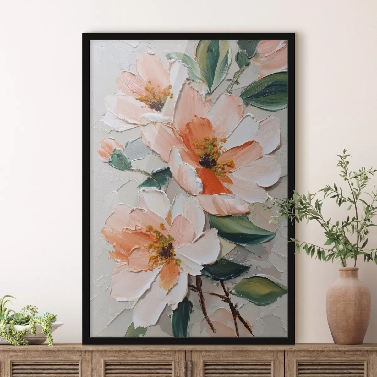 Poster Composition florale dans le style de la peinture à l'huile f45646