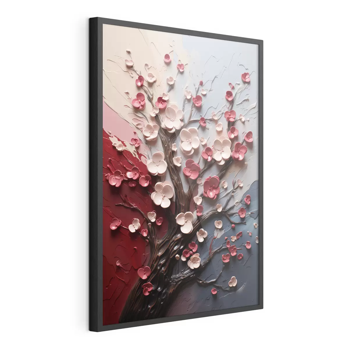 Poster Sakura volumétrique dans un style de peinture texturé f45650