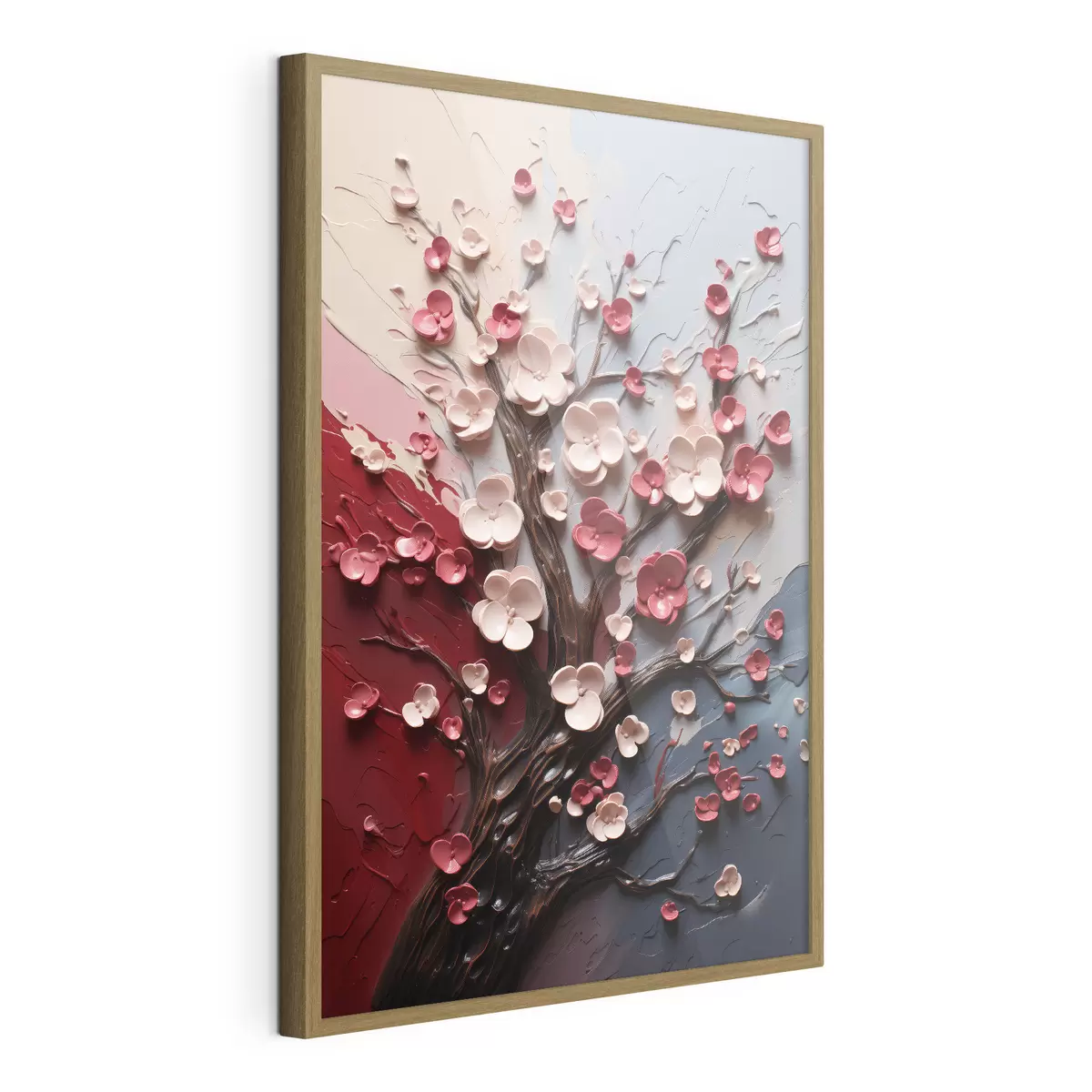 Poster Sakura volumétrique dans un style de peinture texturé f45650