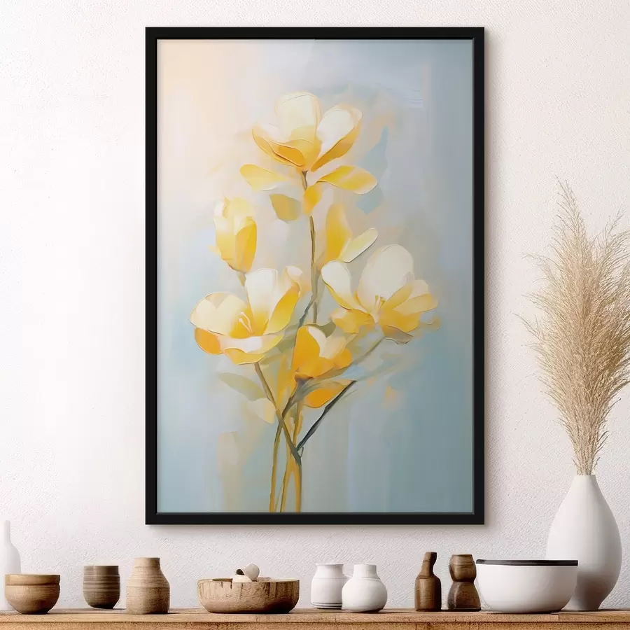 Papier peint Fleurs jaunes délicates dans le style de la peinture à l'huile f45651