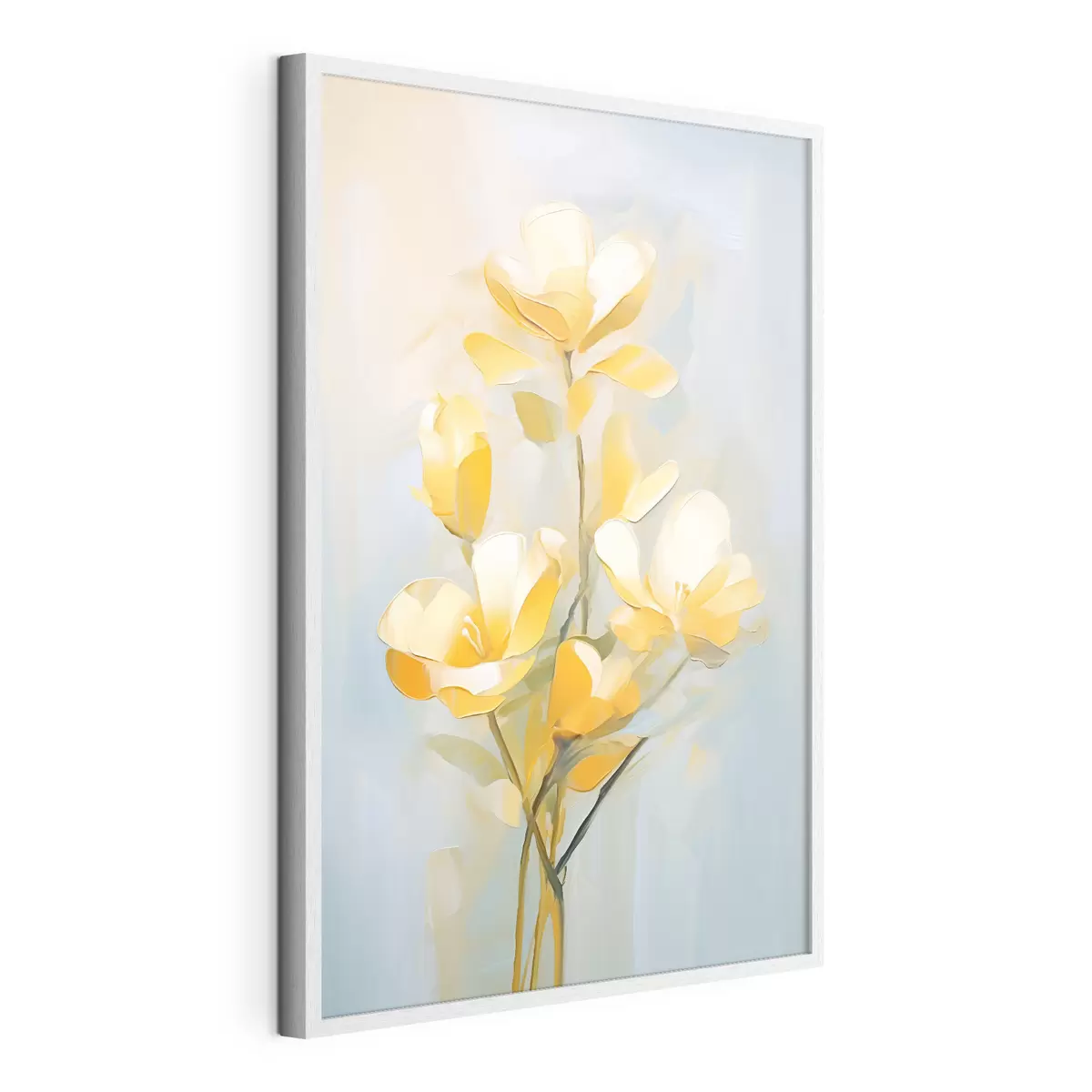 Poster Fleurs jaunes délicates dans le style de la peinture à l'huile f45651