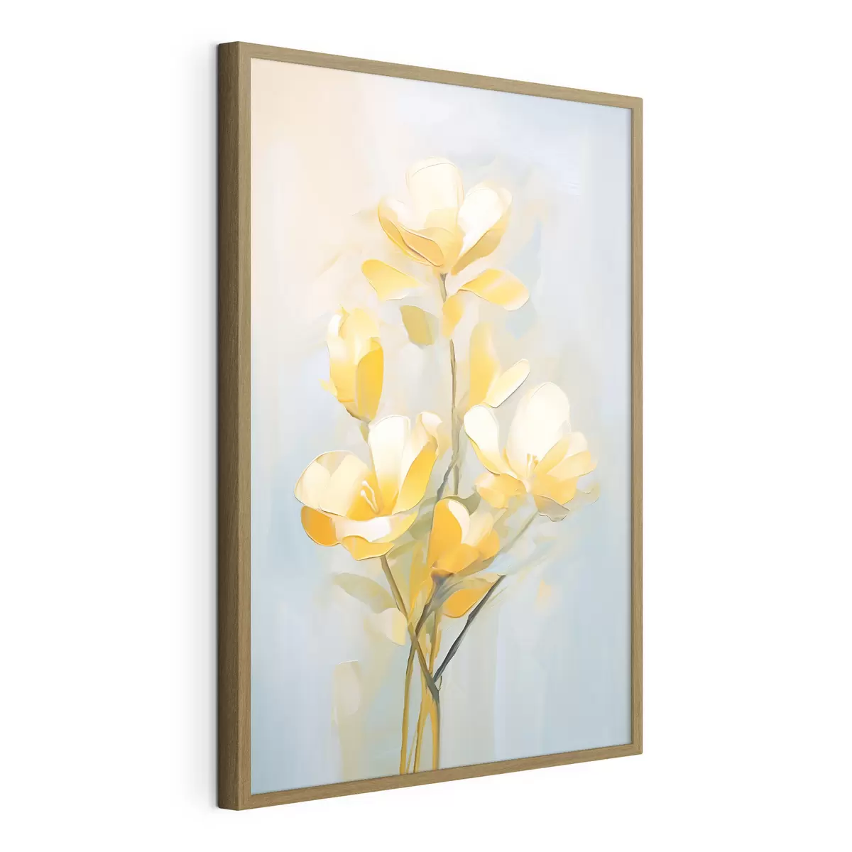Poster Fleurs jaunes délicates dans le style de la peinture à l'huile f45651