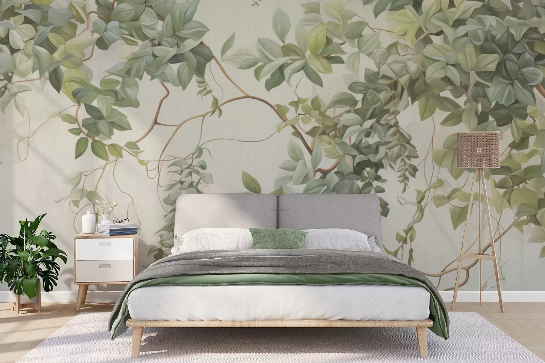 Papier peint Feuilles sur les branches d'arbres w04528