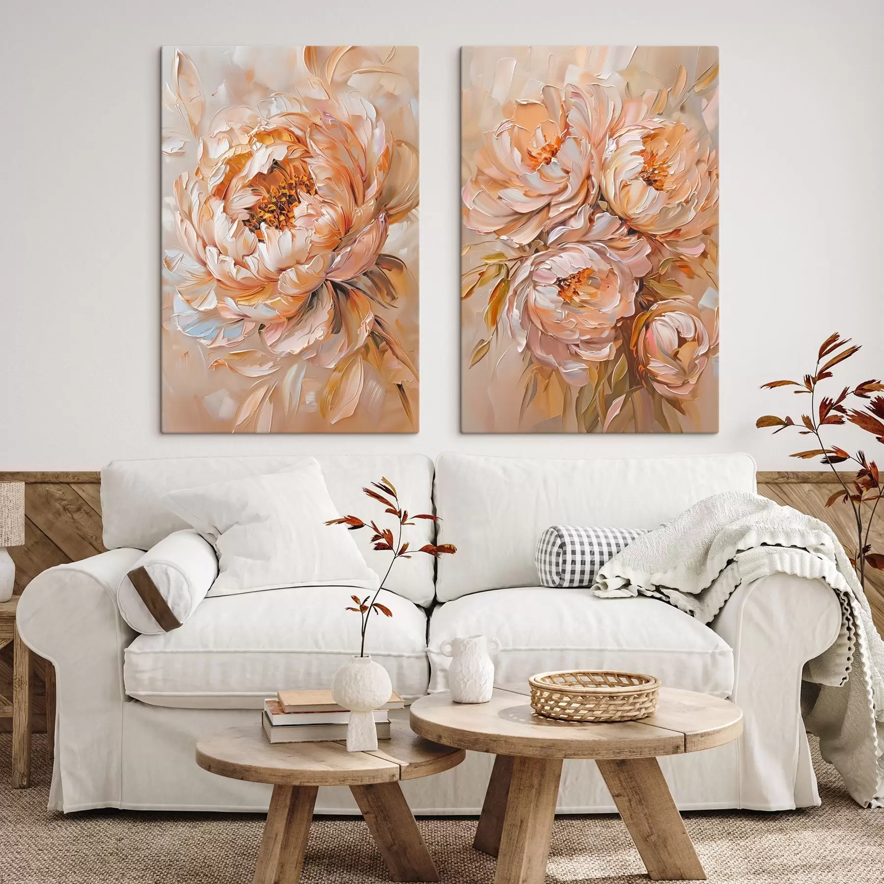 Tableau Délicates pivoines abstraites m00673