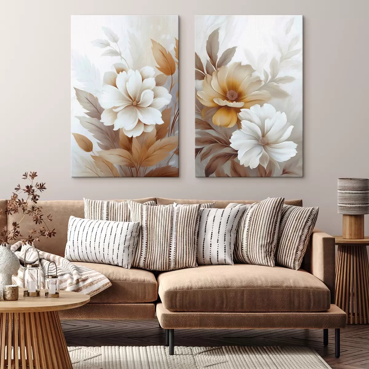 Tableau Fleurs avec feuilles m00712