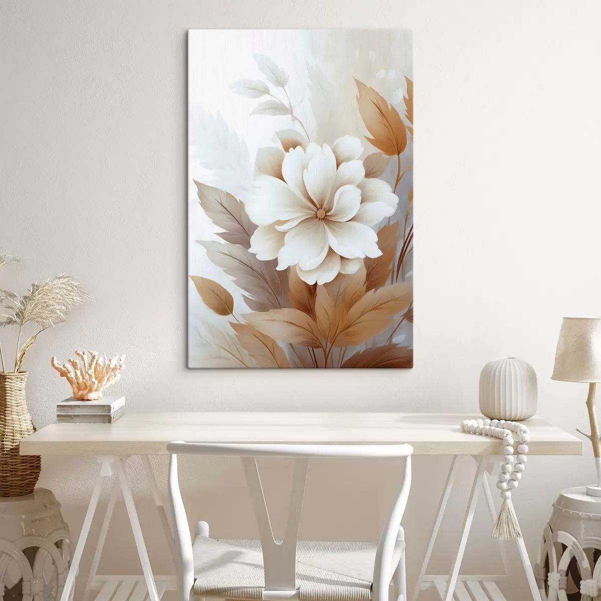 Tableau Une fleur avec des feuilles s45744