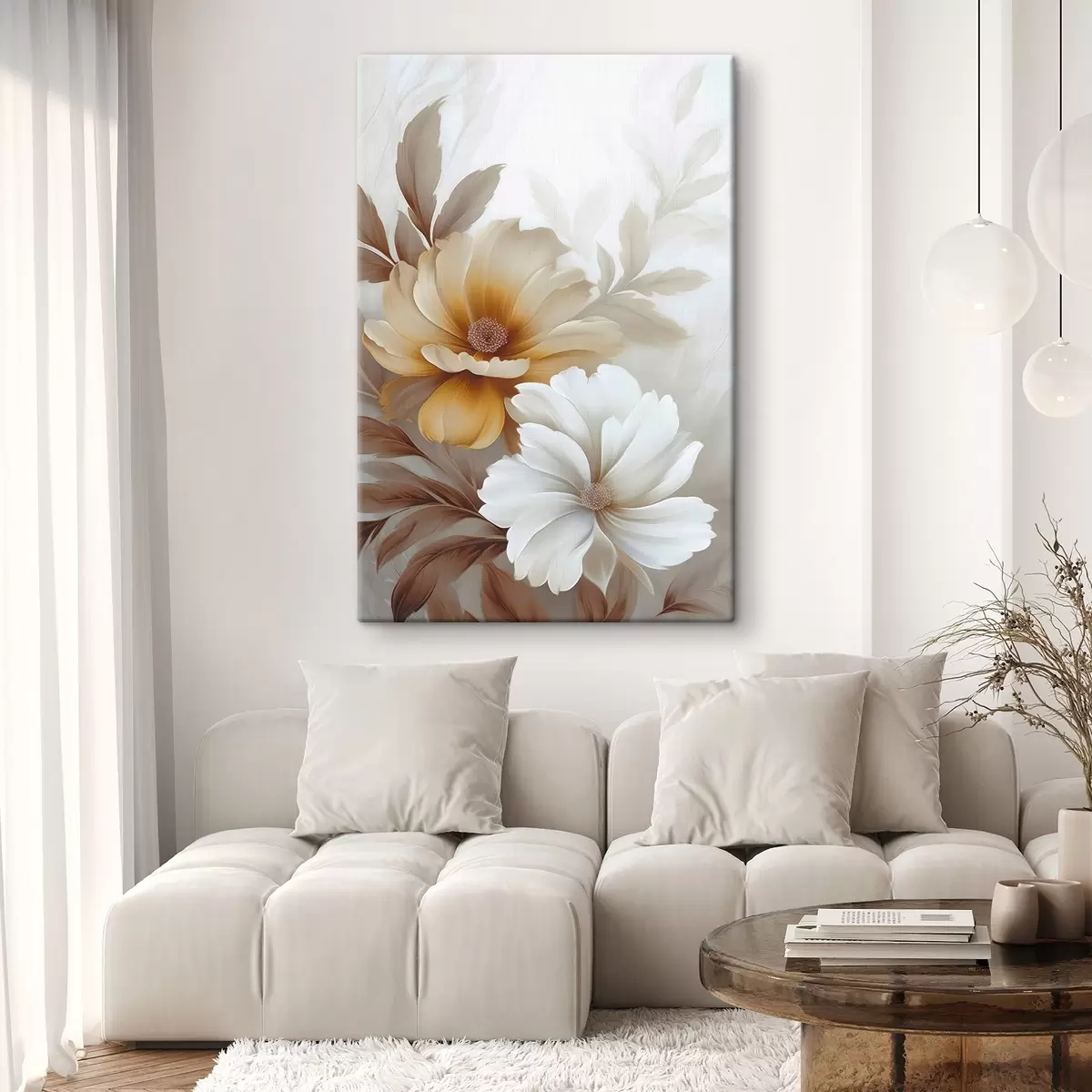 Tableau Fleurs avec feuilles s45745
