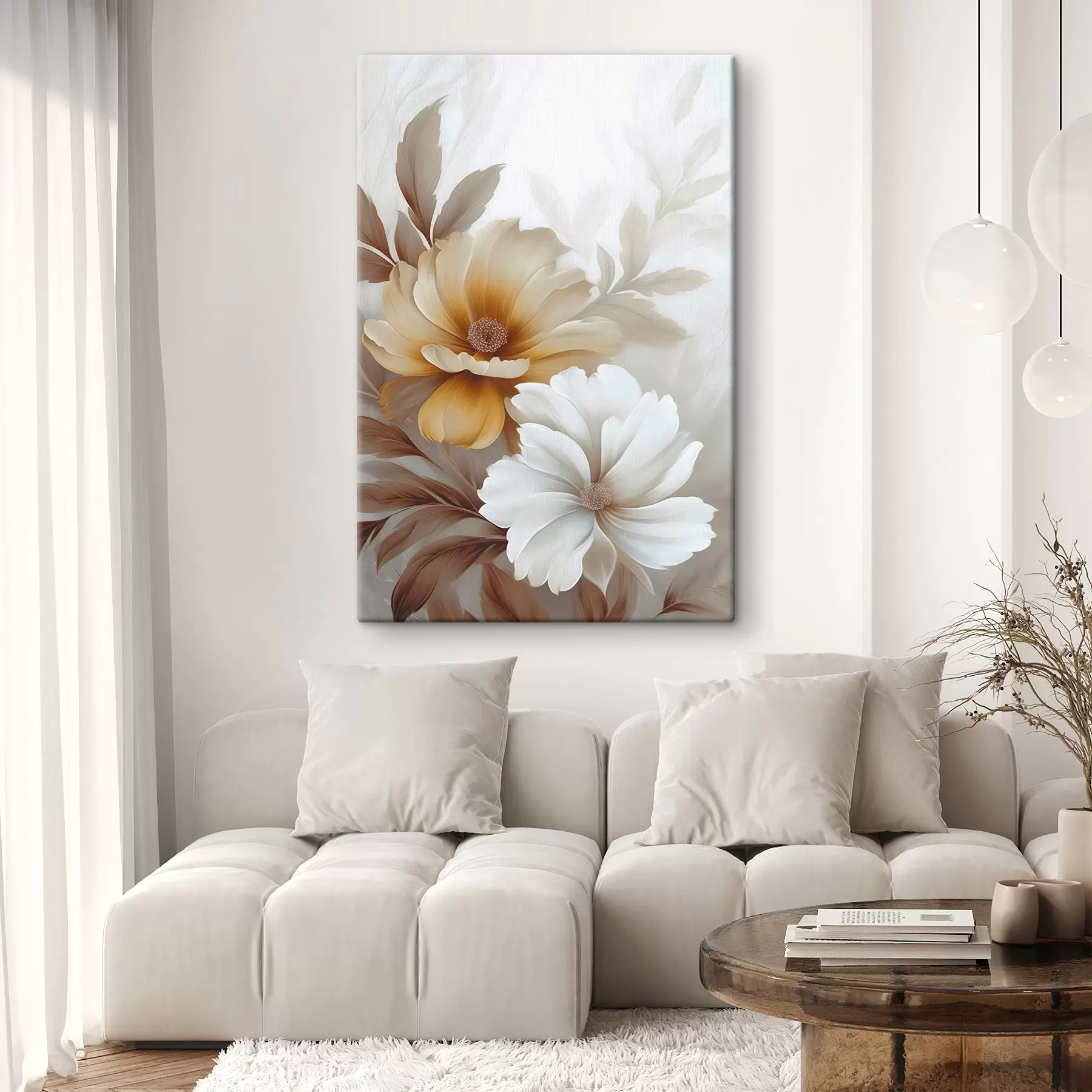 Tableau Fleurs avec feuilles s45745
