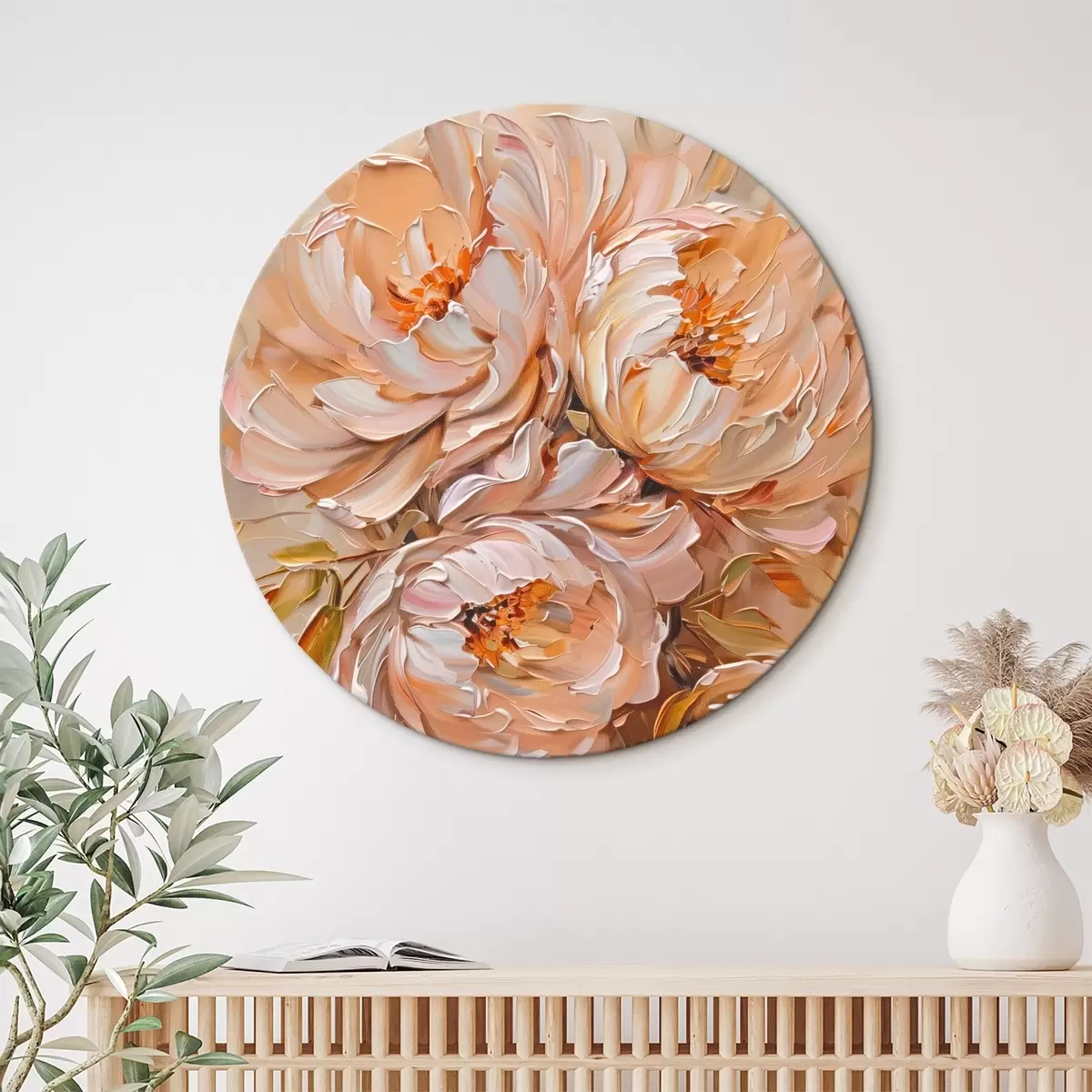 Tableaux rondes Délicates pivoines abstraites r45592