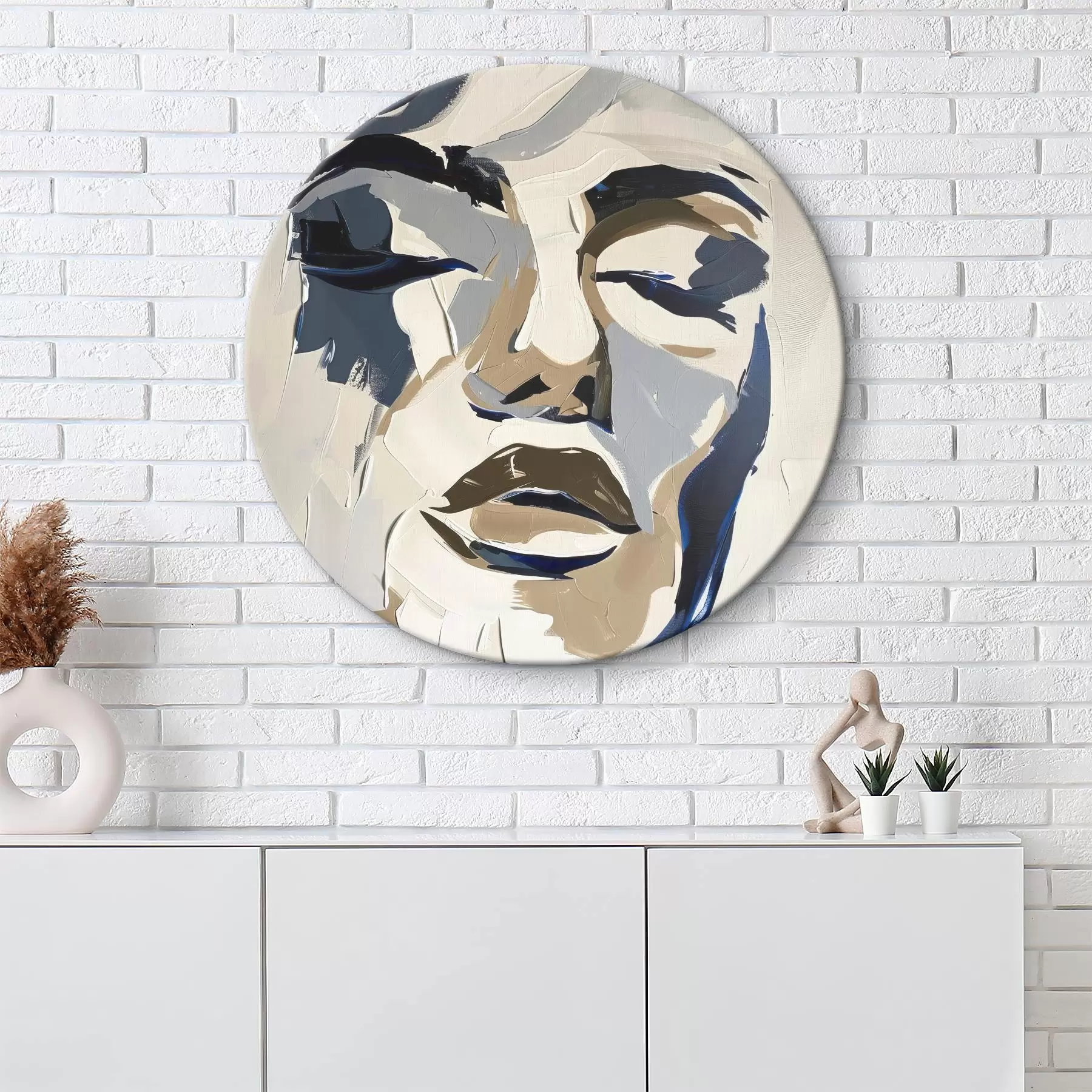 Tableau Portrait abstrait d'une femme avec des coups de pinceau imités r45743