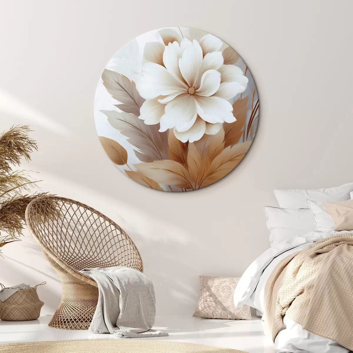 Tableaux rondes Une fleur avec des feuilles r45744