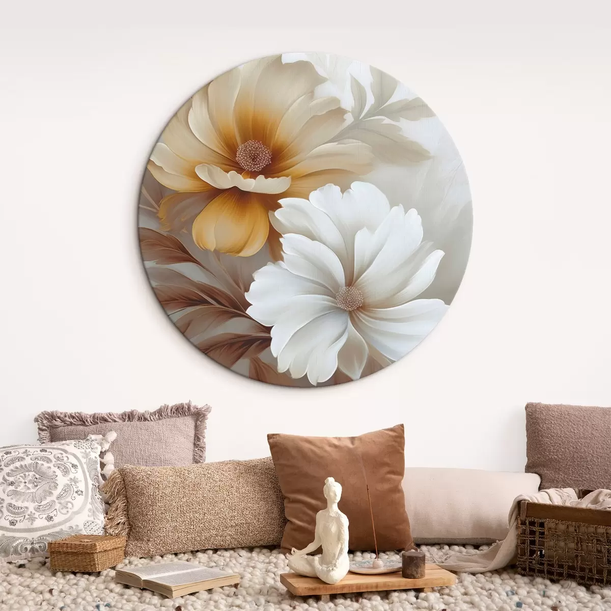 Tableaux rondes Fleurs avec feuilles r45745