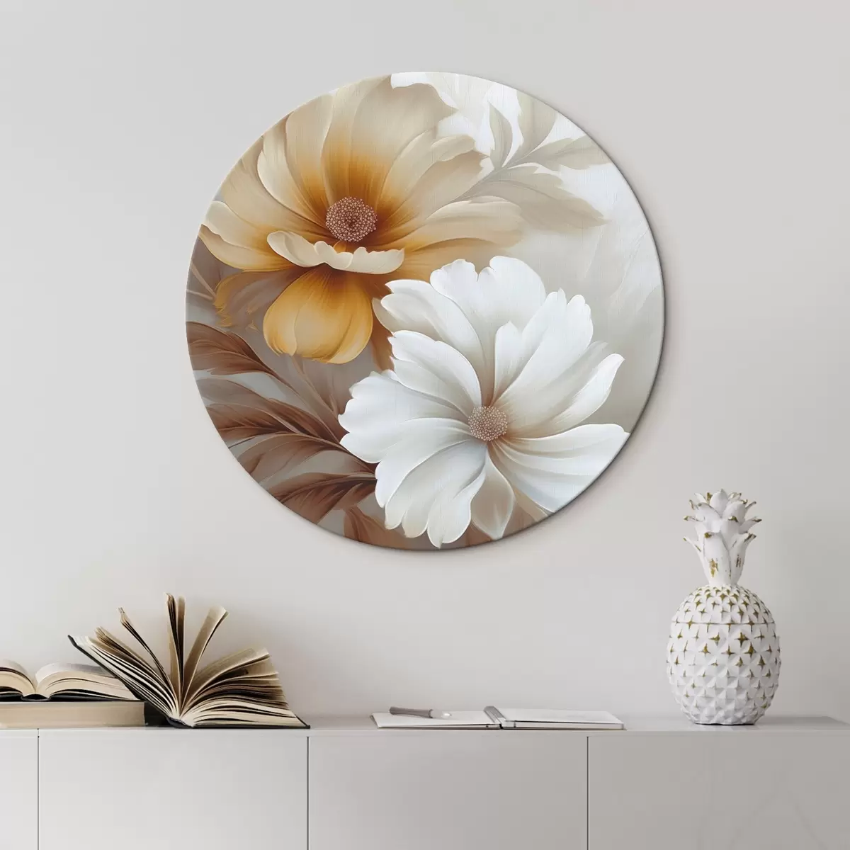 Tableaux rondes Fleurs avec feuilles r45745