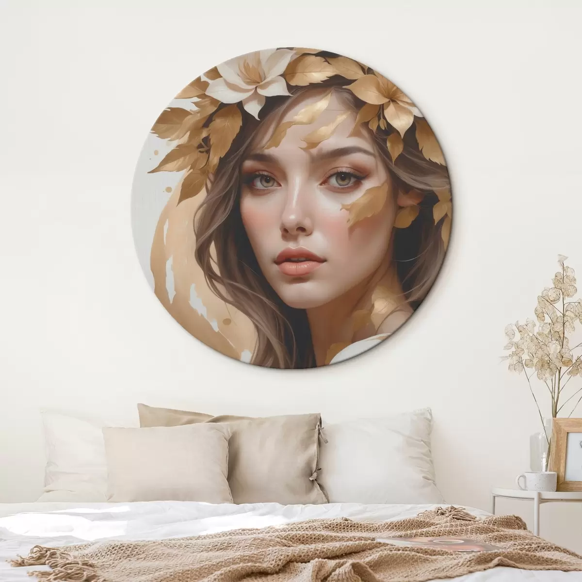 Tableaux rondes Une femme avec des feuilles dans les cheveux r45748