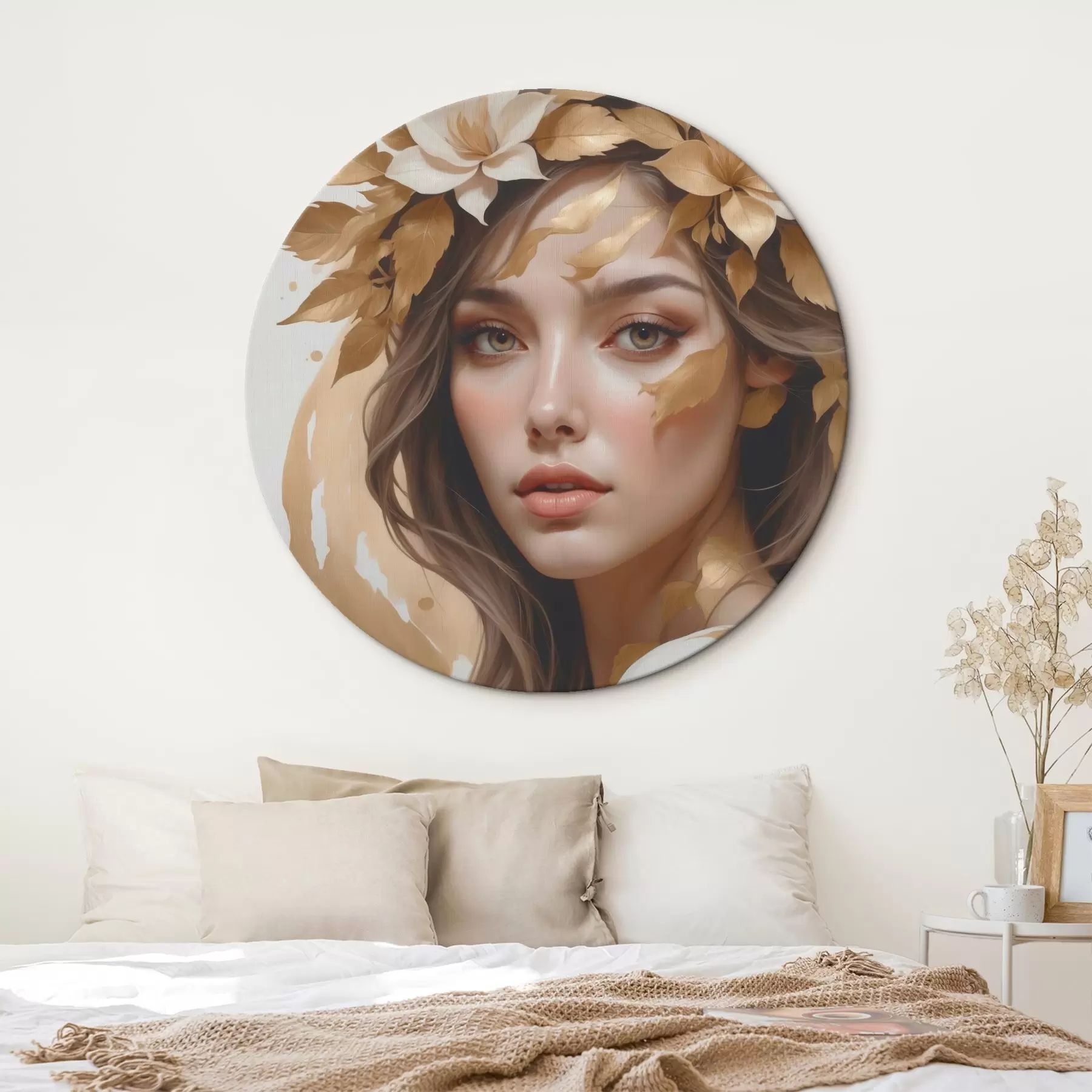 Tableau Une femme avec des feuilles dans les cheveux r45748