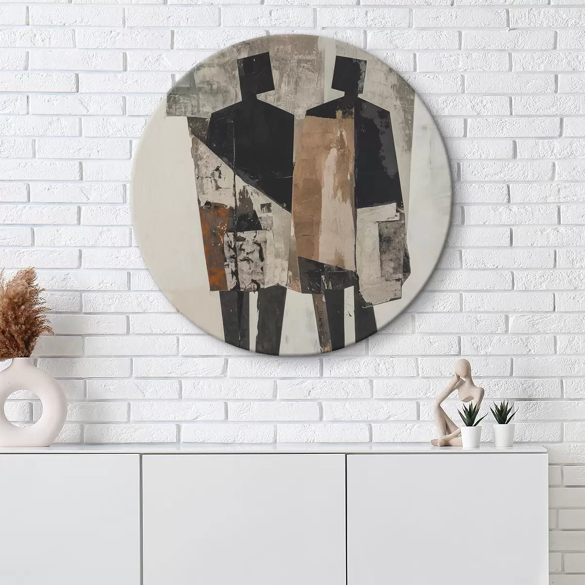 Tableaux rondes Abstraction moderne avec silhouettes r45755