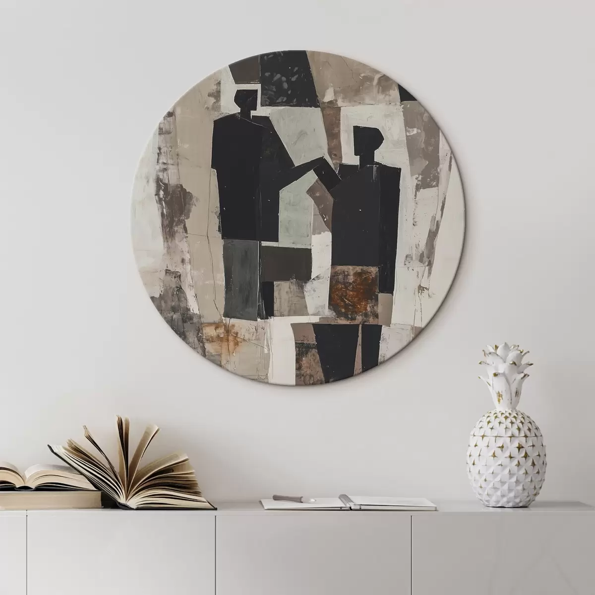 Tableaux rondes Figures abstraites d'un couple r45776