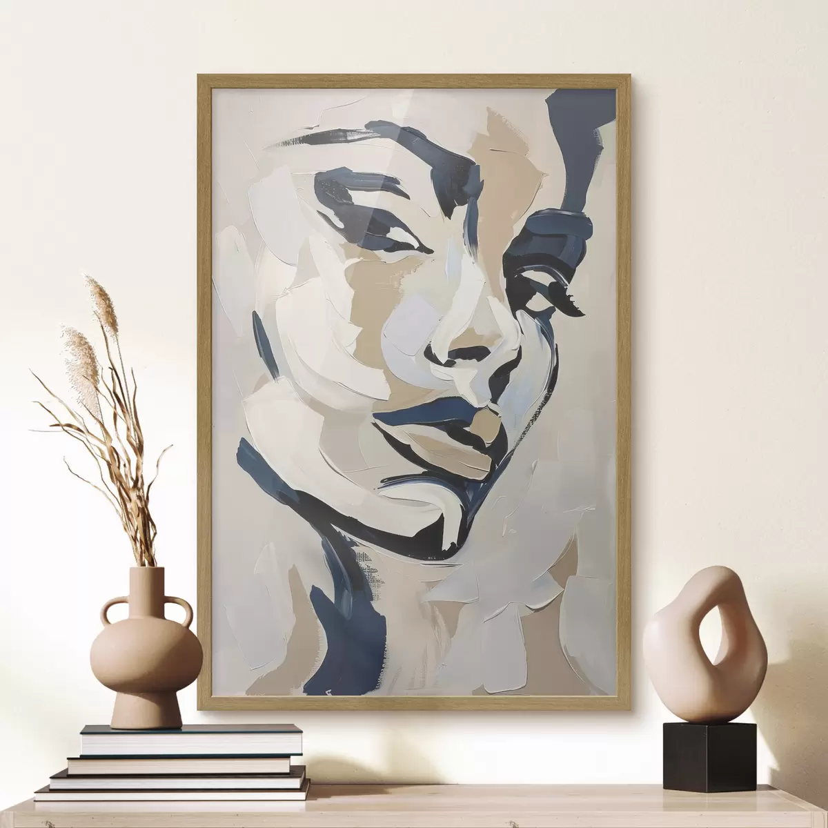 Poster Portrait abstrait d'une femme avec des coups de pinceau imités f45593