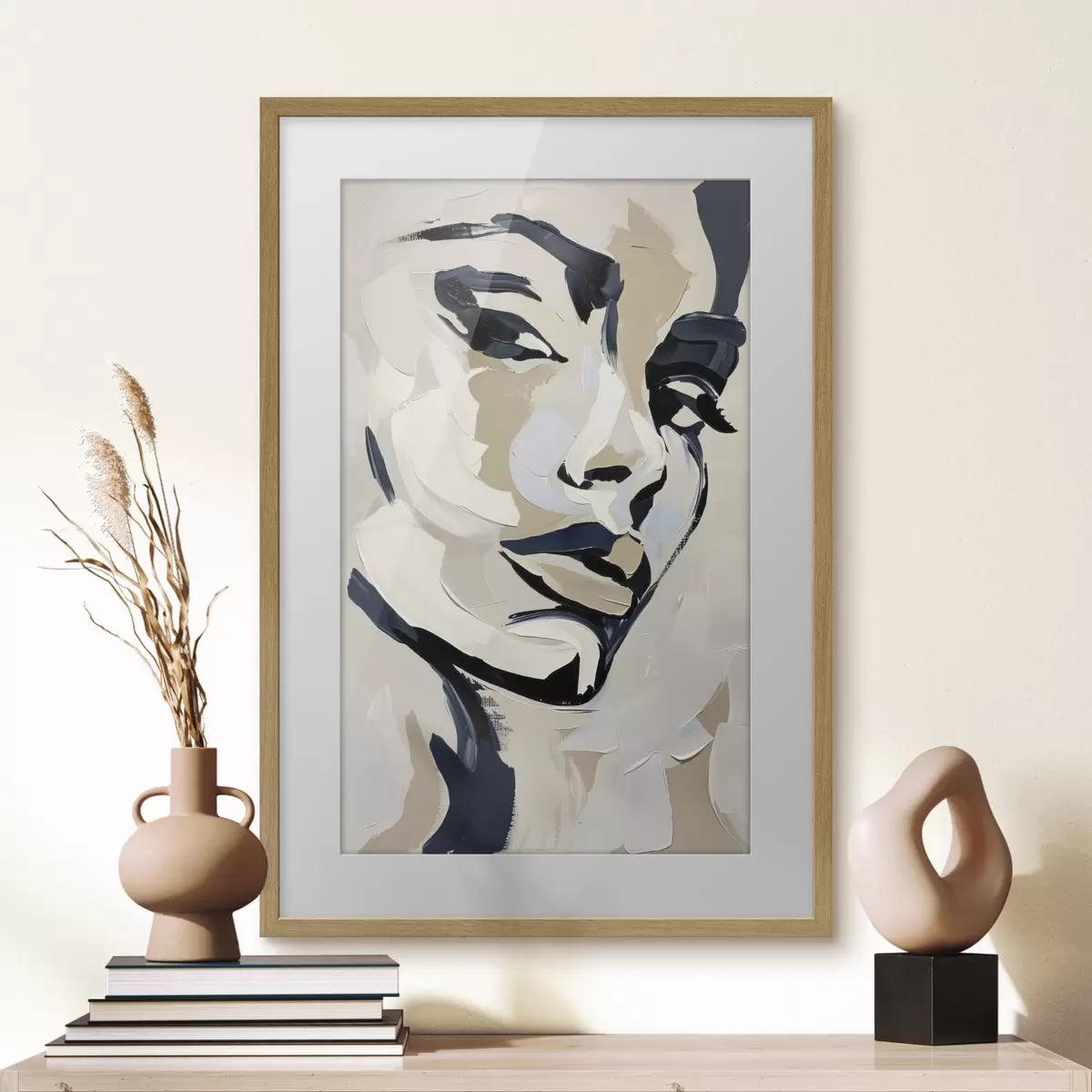 Poster Portrait abstrait d'une femme avec des coups de pinceau imités f45593