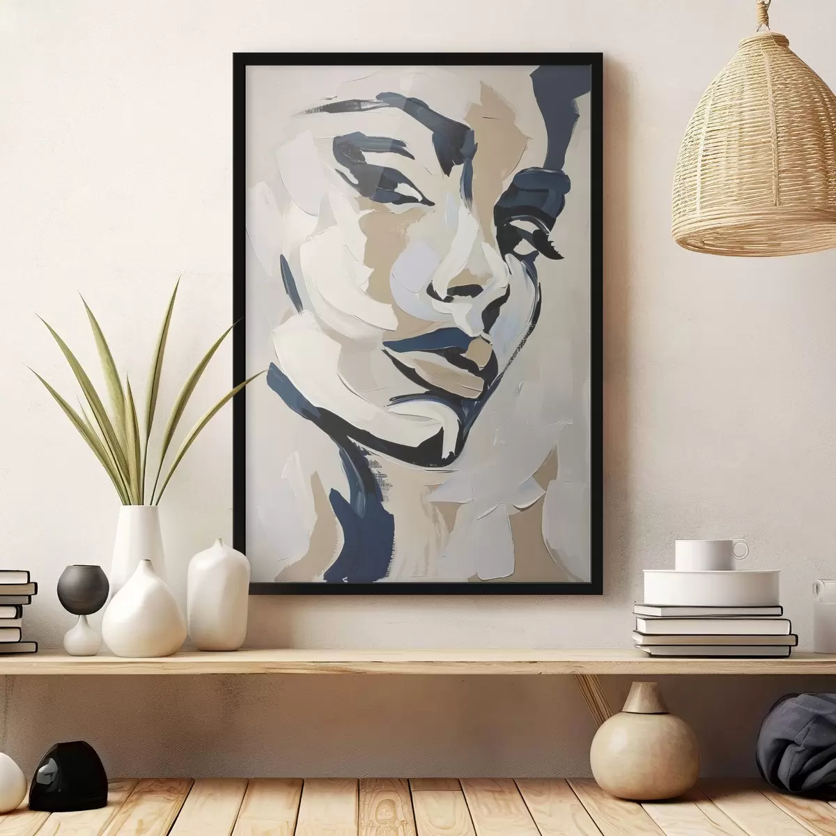 Poster Portrait abstrait d'une femme avec des coups de pinceau imités f45593