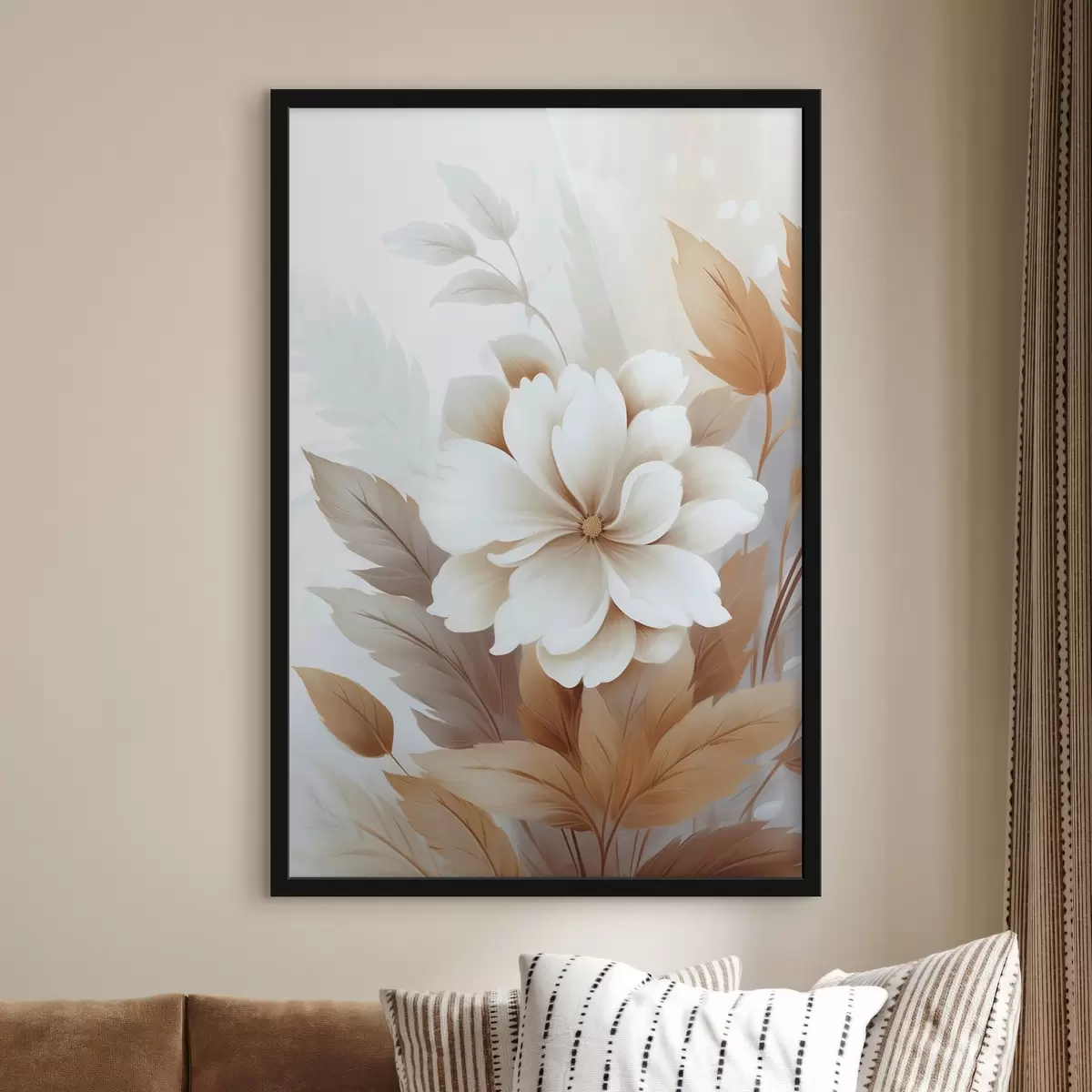 Poster Une fleur avec des feuilles f45744