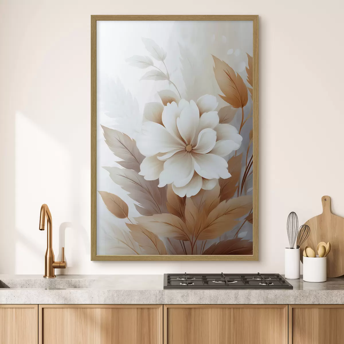 Poster Une fleur avec des feuilles f45744